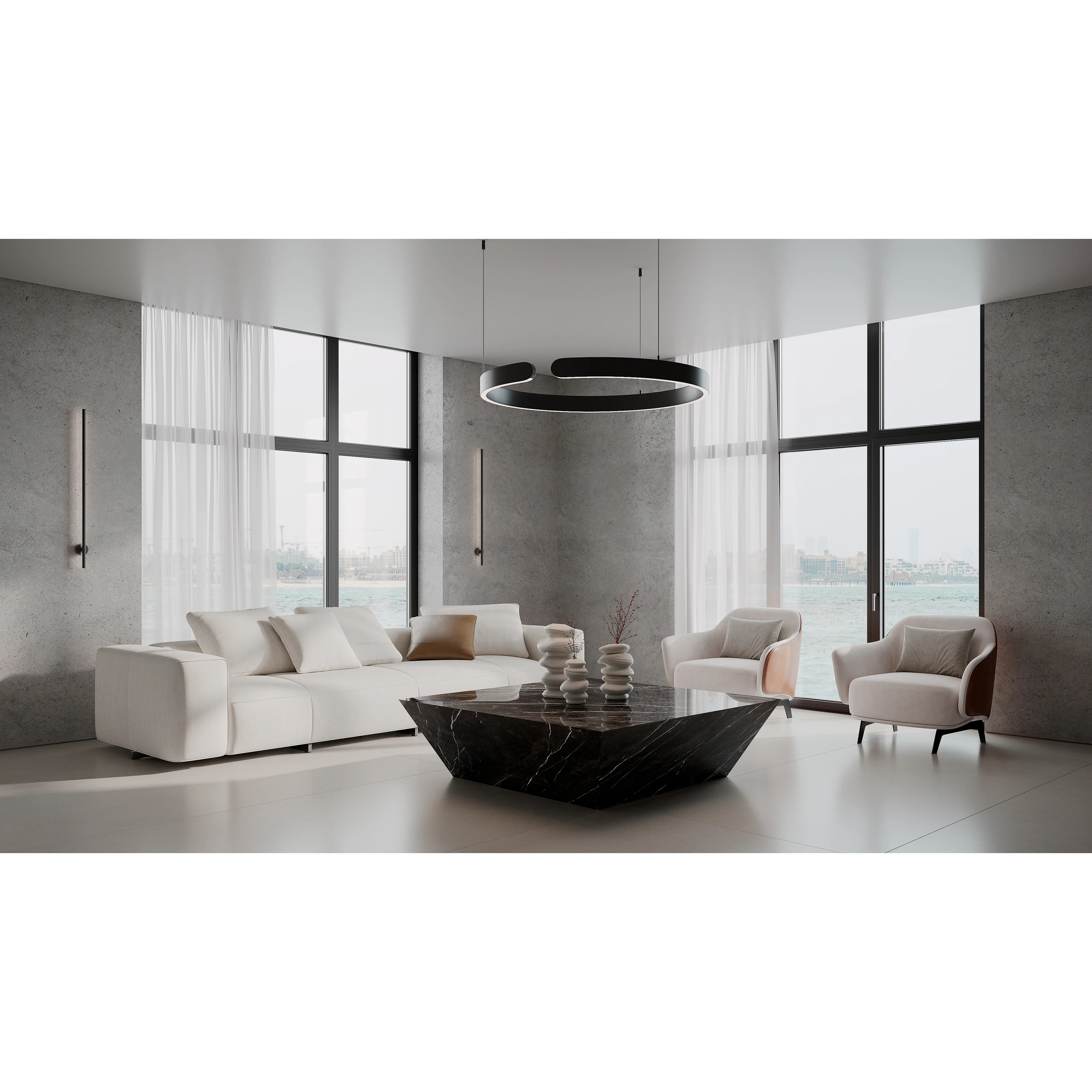 Marble Effect Coffee Table - Nero Marquina