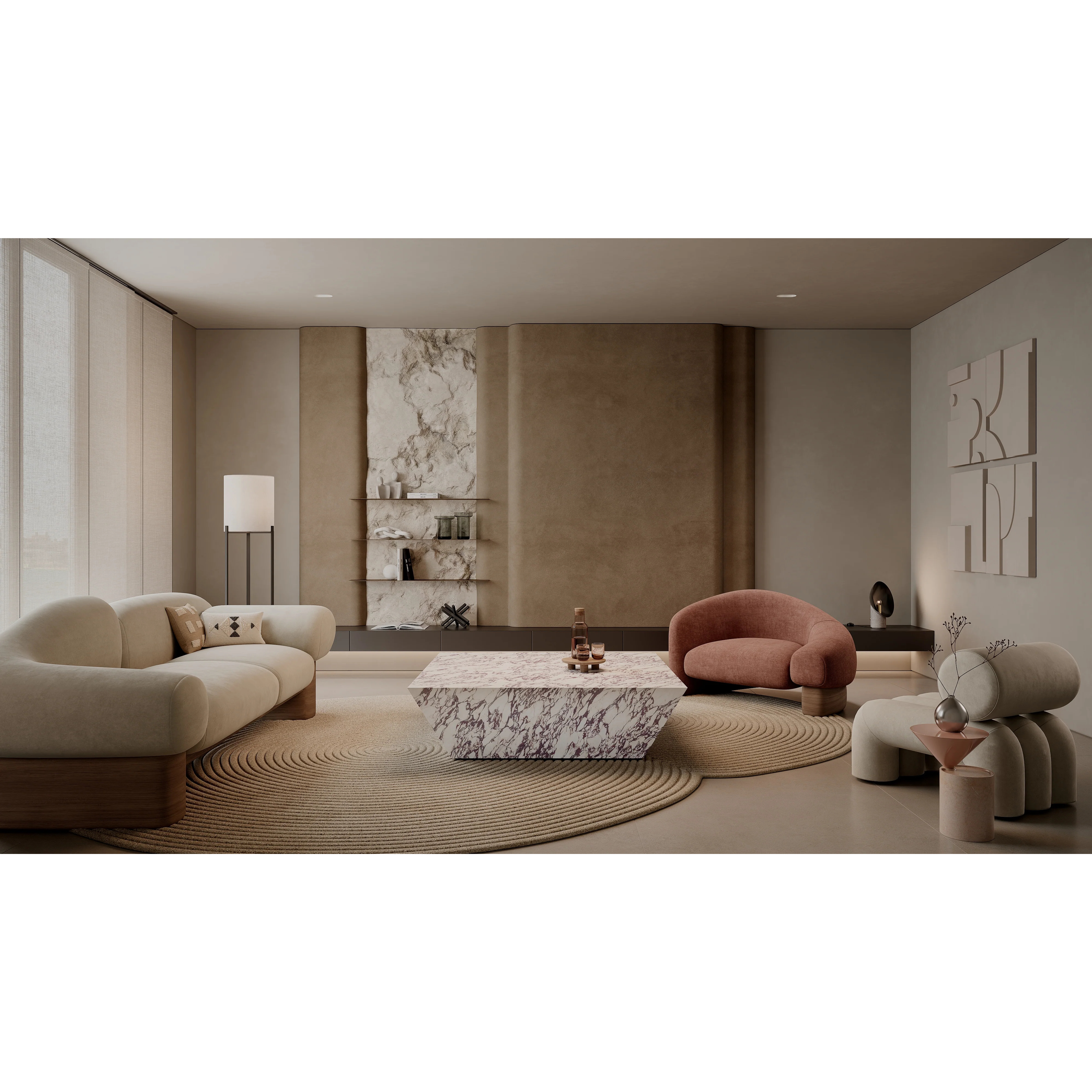 Marble Effect Coffee Table - Viola